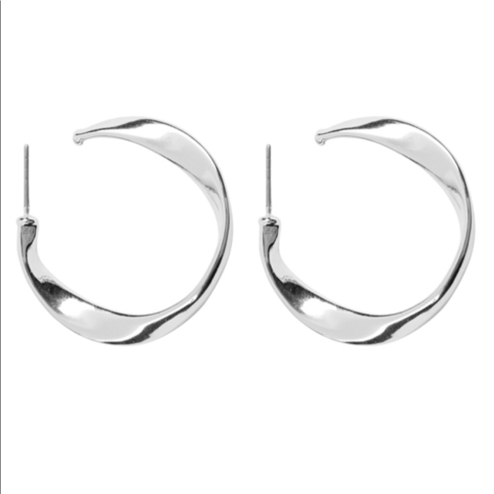 Riah Twisted Silver Hoop Earrings